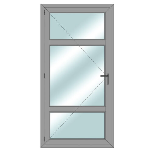Aluminium door with 3 panes of glass