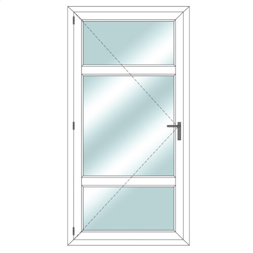 Tür mit 3 Scheiben aus Glas