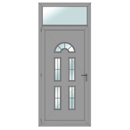Aluminium door with decorative panel