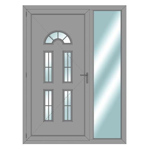 Aluminium door with deocorative panel