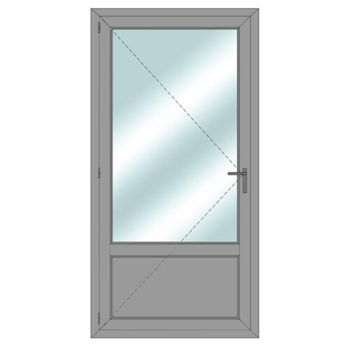 Door with parapet and glass