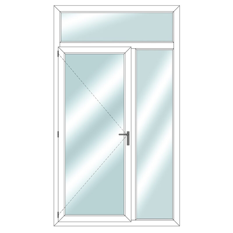 Einflügelige Tür mit Oberlicht und fester Tür daneben